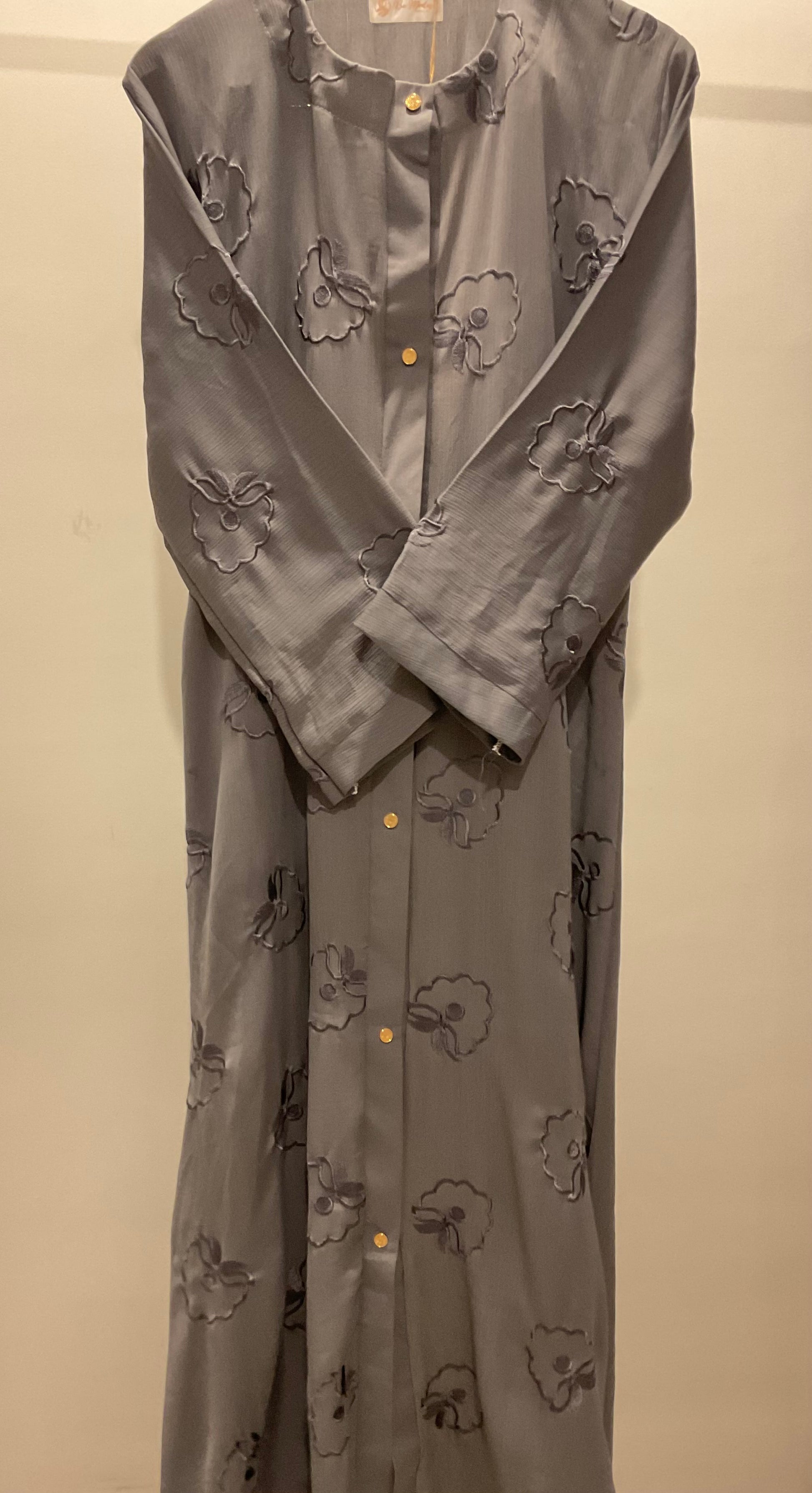 Grey Bloom Abaya