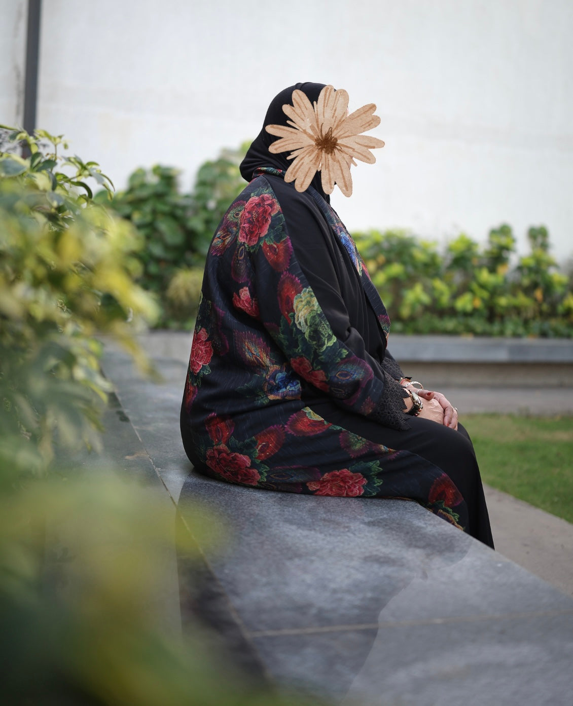 Floral Overlay Shrug Abaya