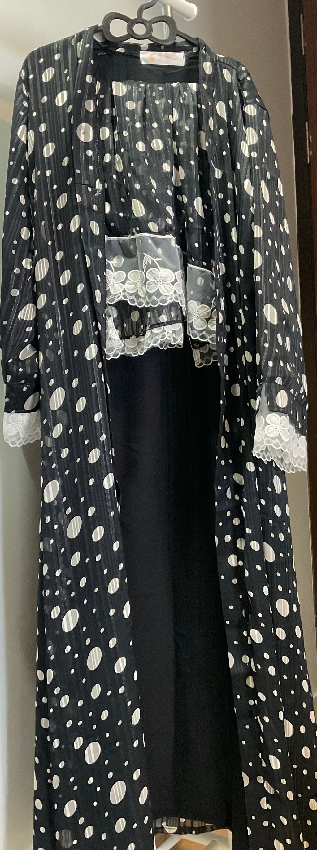 Night Polka Lace Abaya