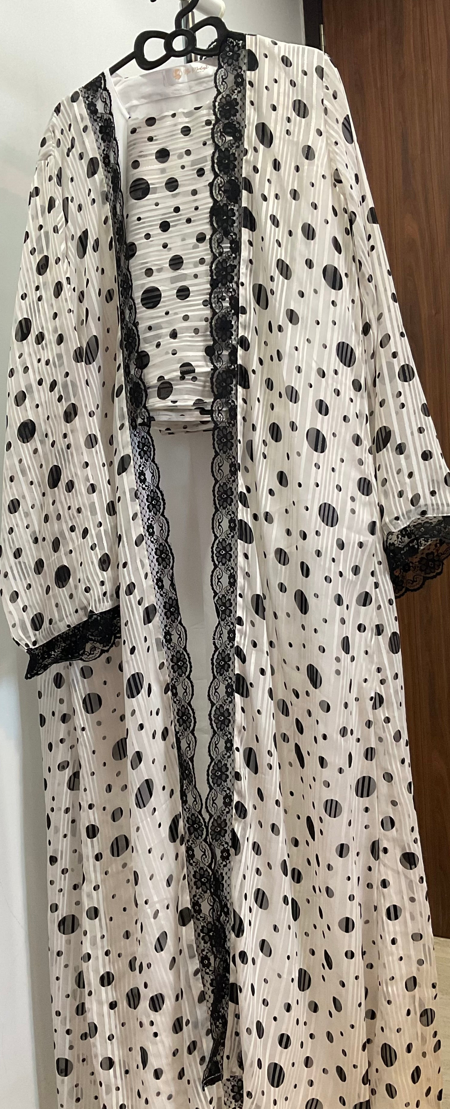 White Polka Lace Abaya