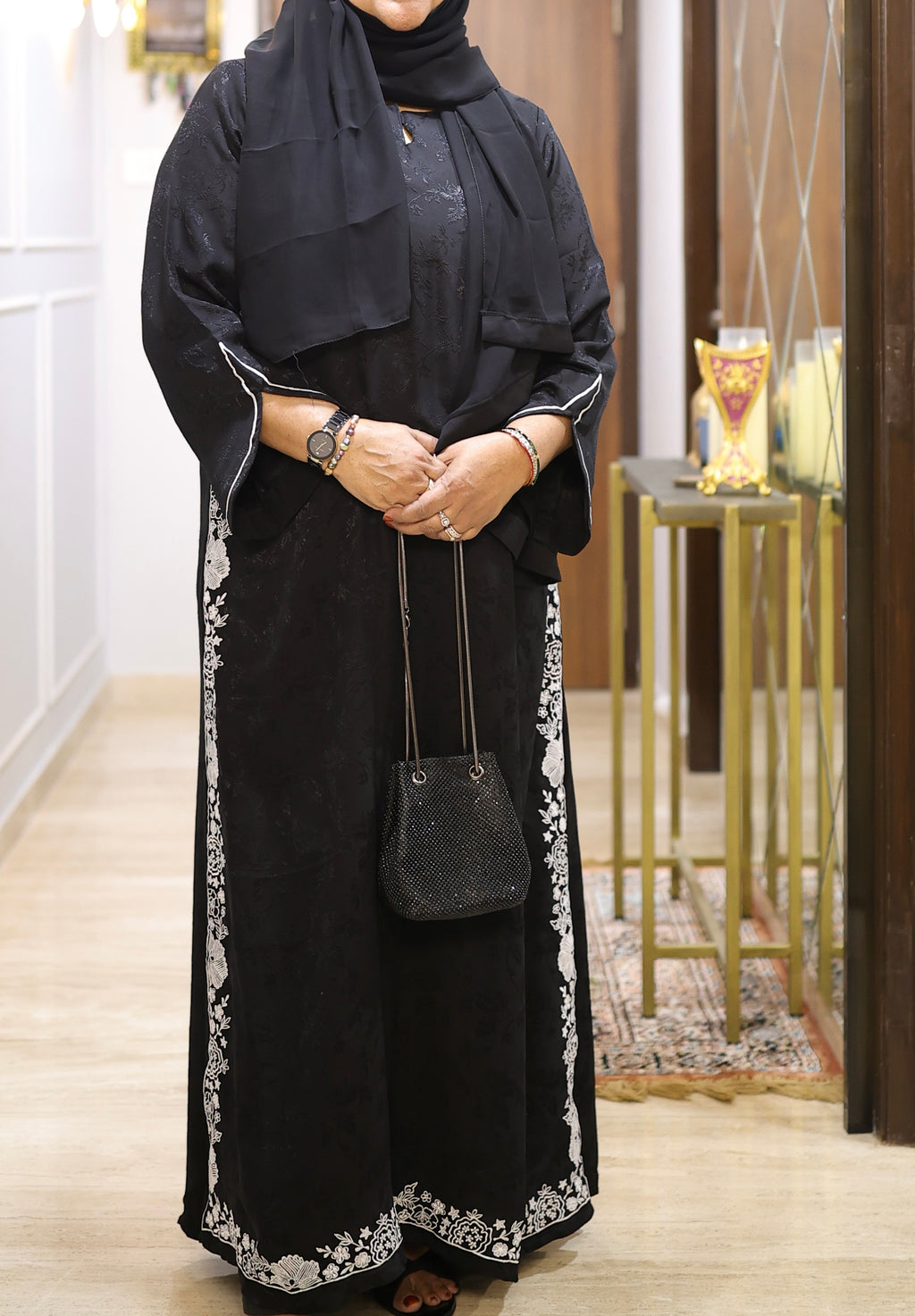 Embroidered Black Abaya