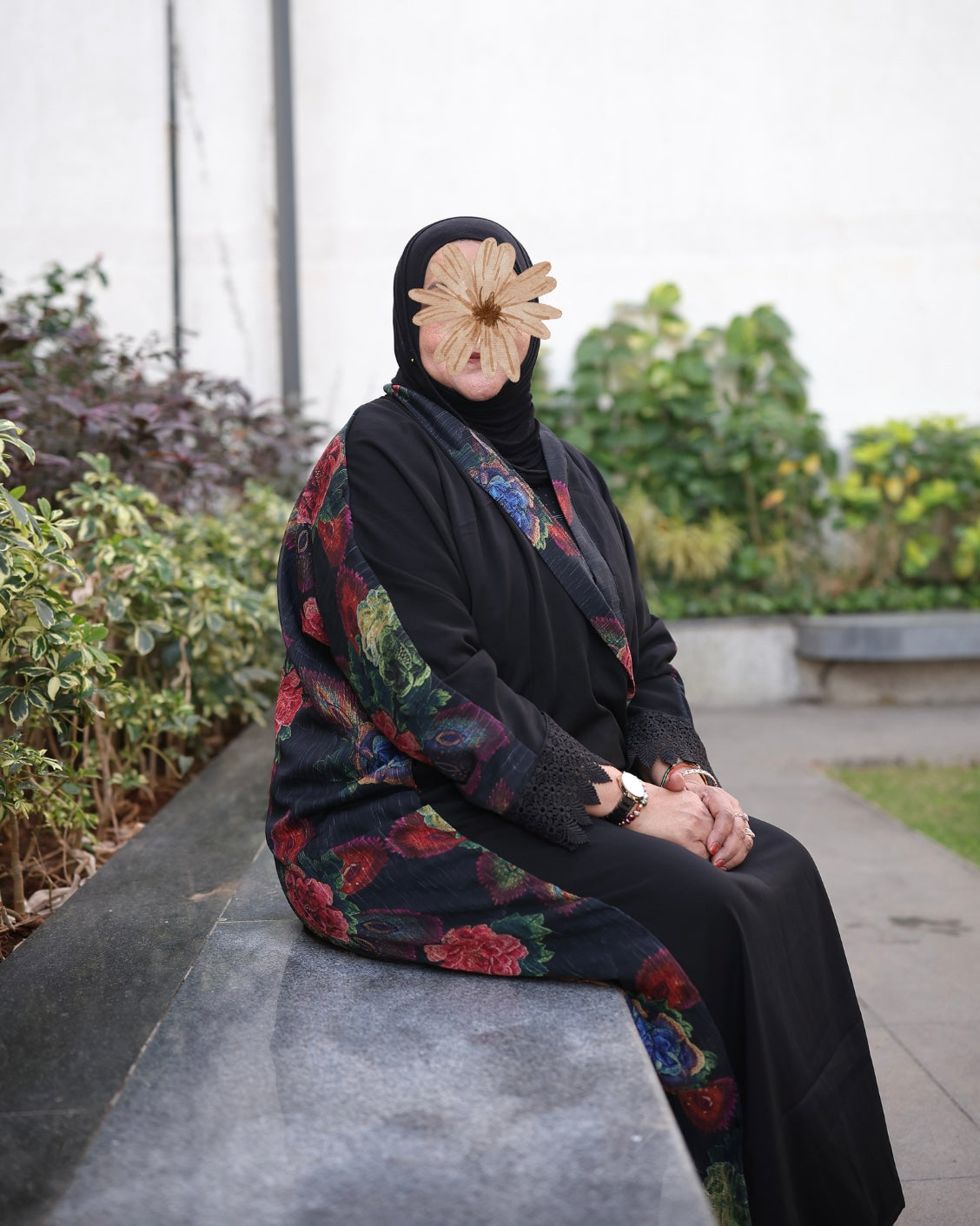 Floral Overlay Shrug Abaya
