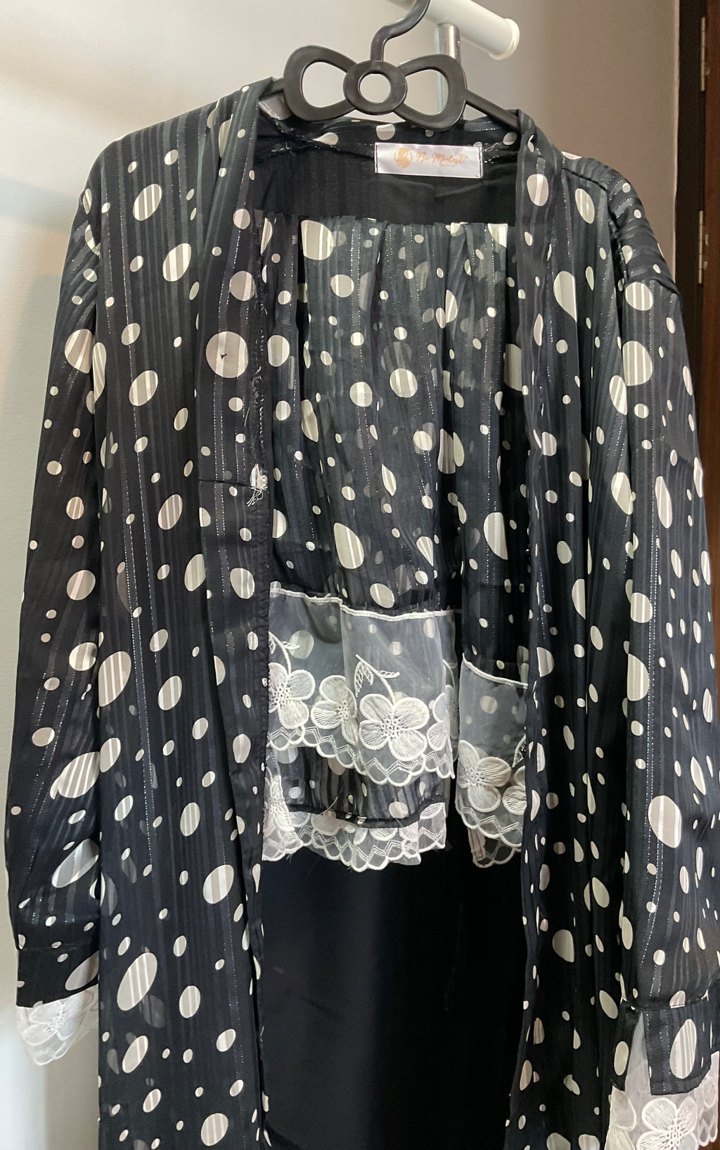 Night Polka Lace Abaya