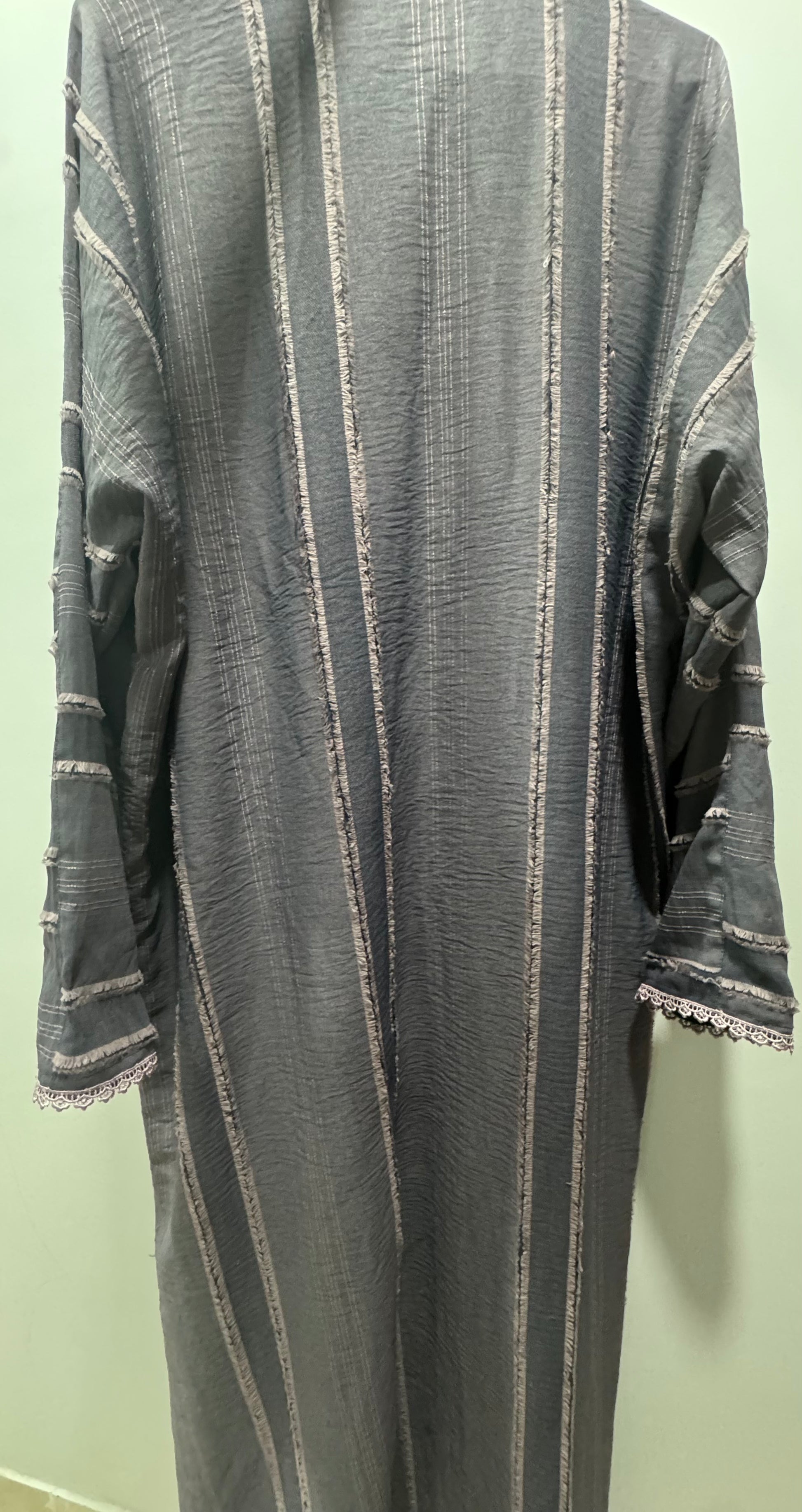 Grey Textured Open Abaya