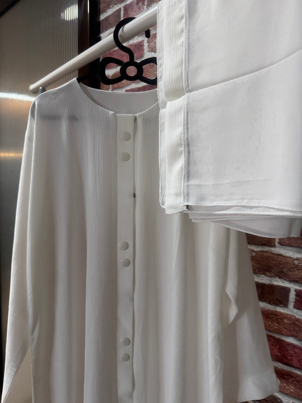White Grace Button Abaya