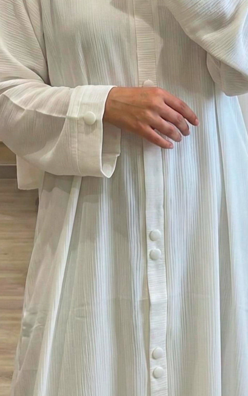 White Grace Button Abaya