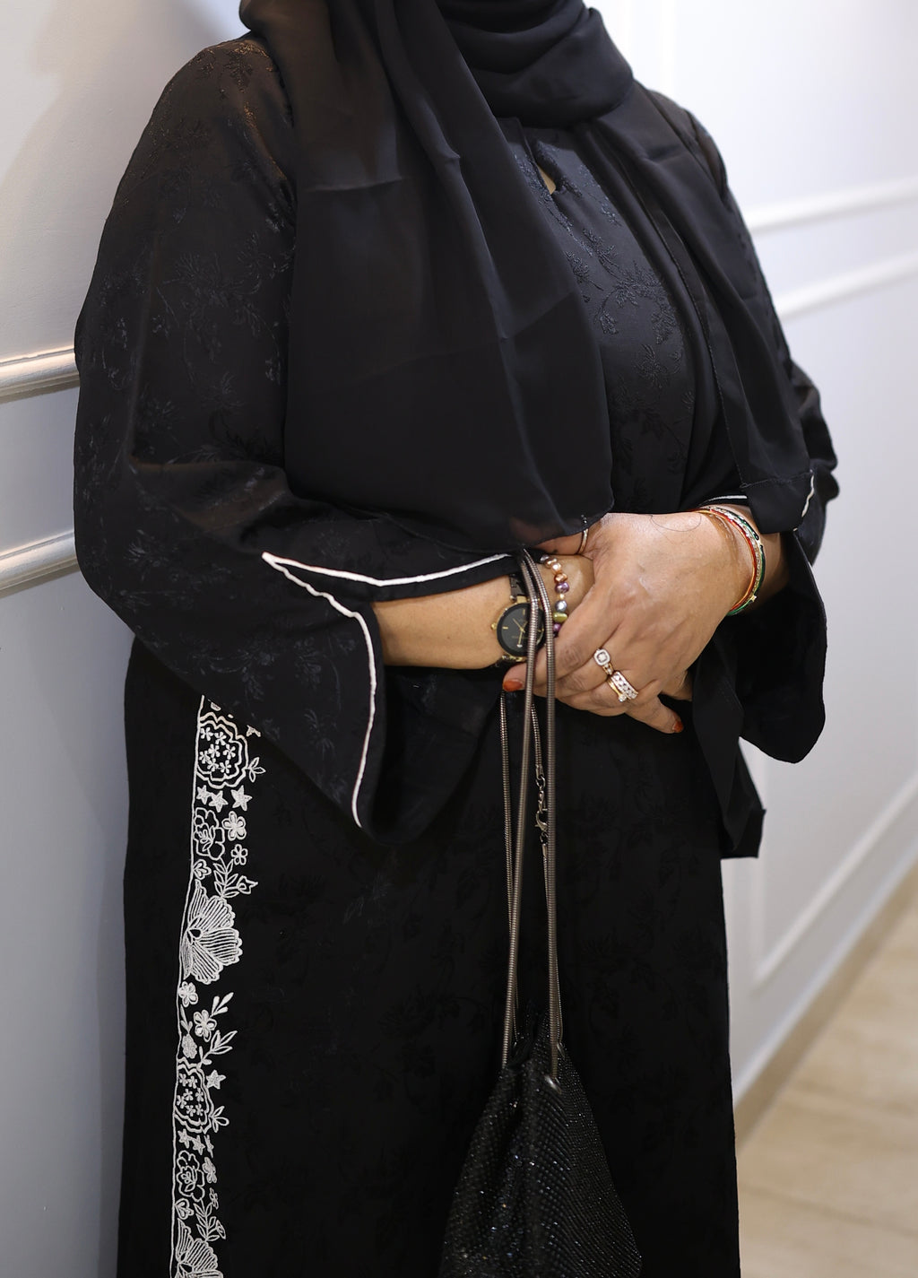 Embroidered Black Abaya