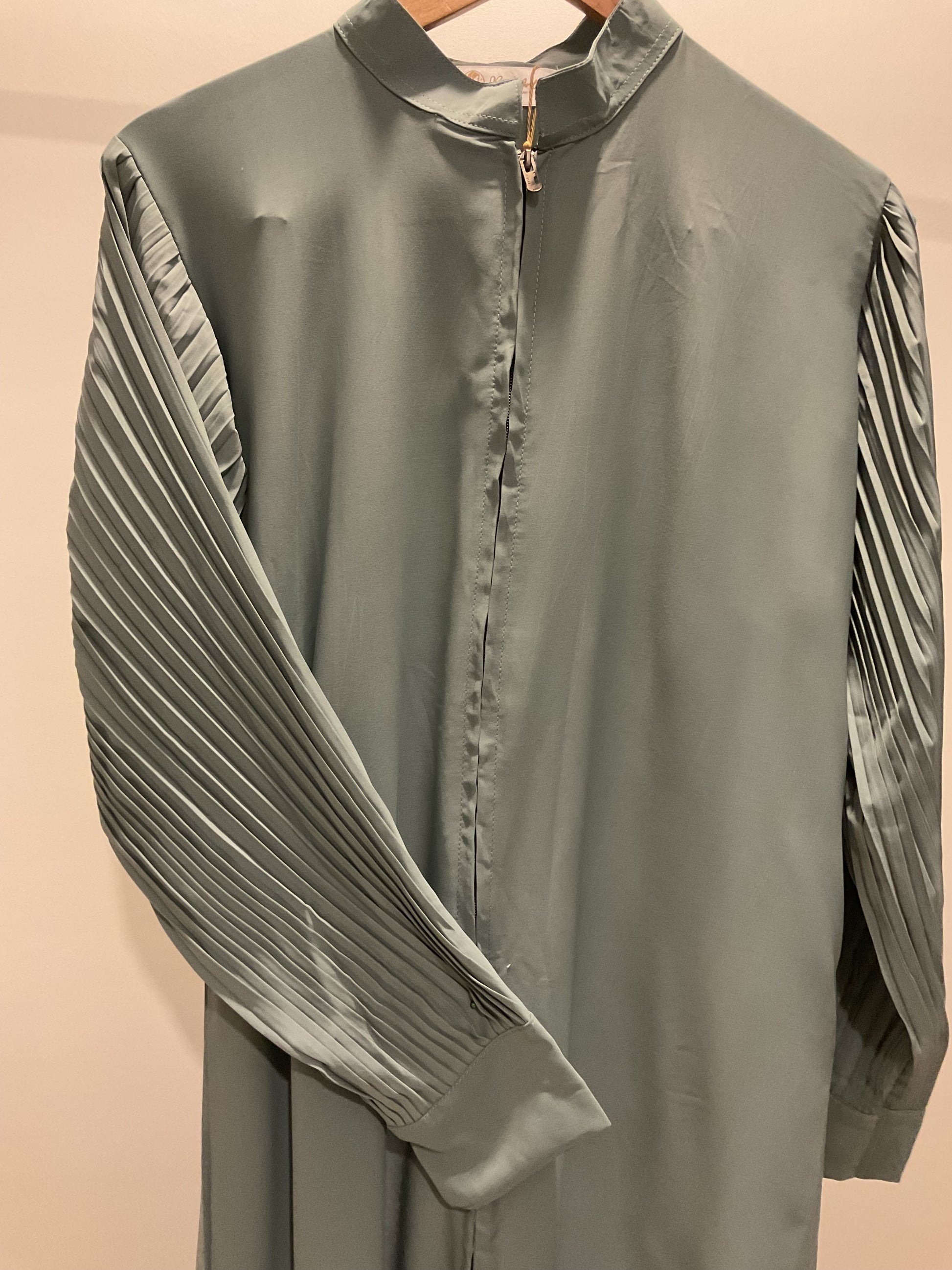 Sage Pleated Elegance Abaya