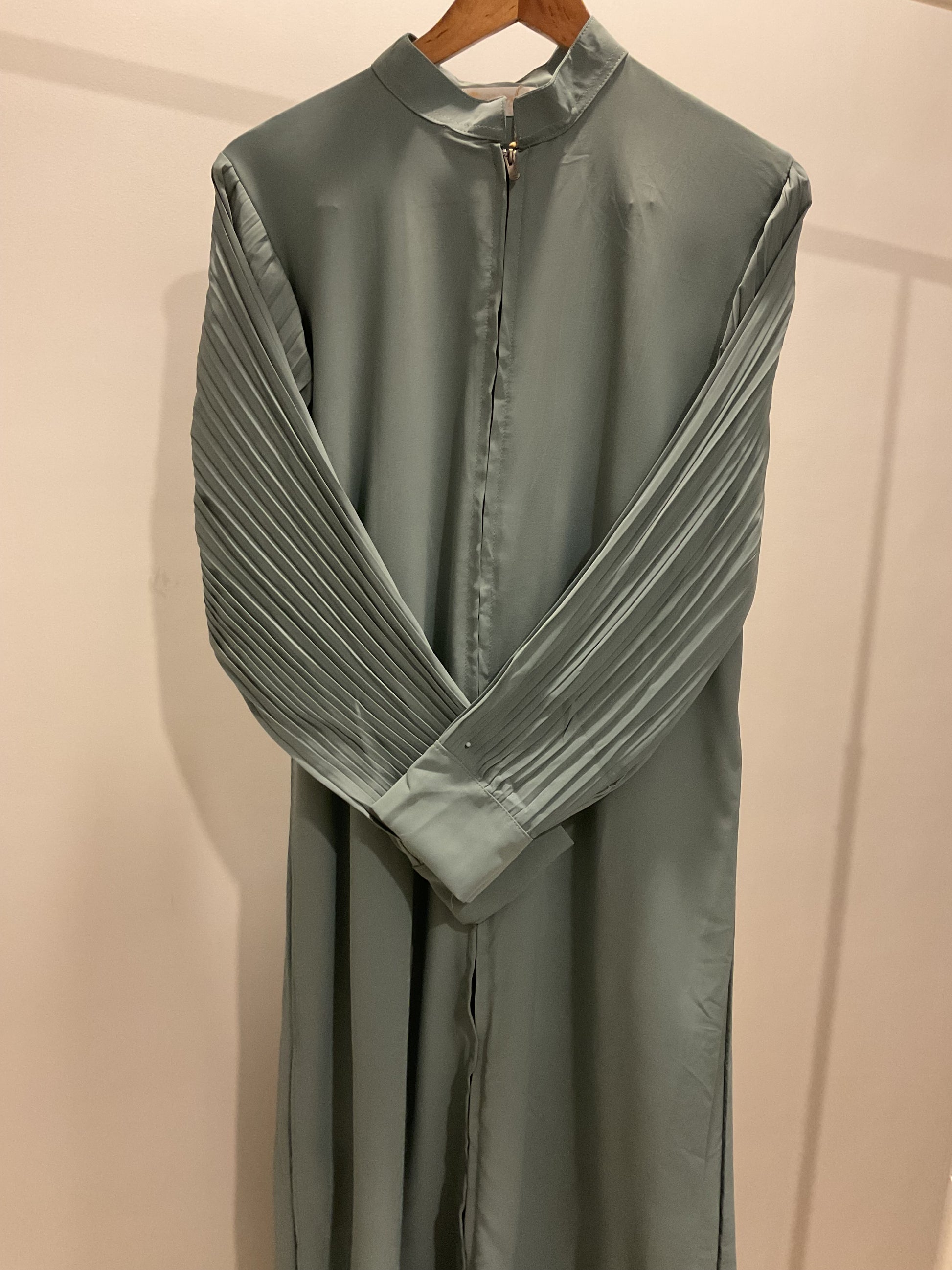 Sage Pleated Elegance Abaya