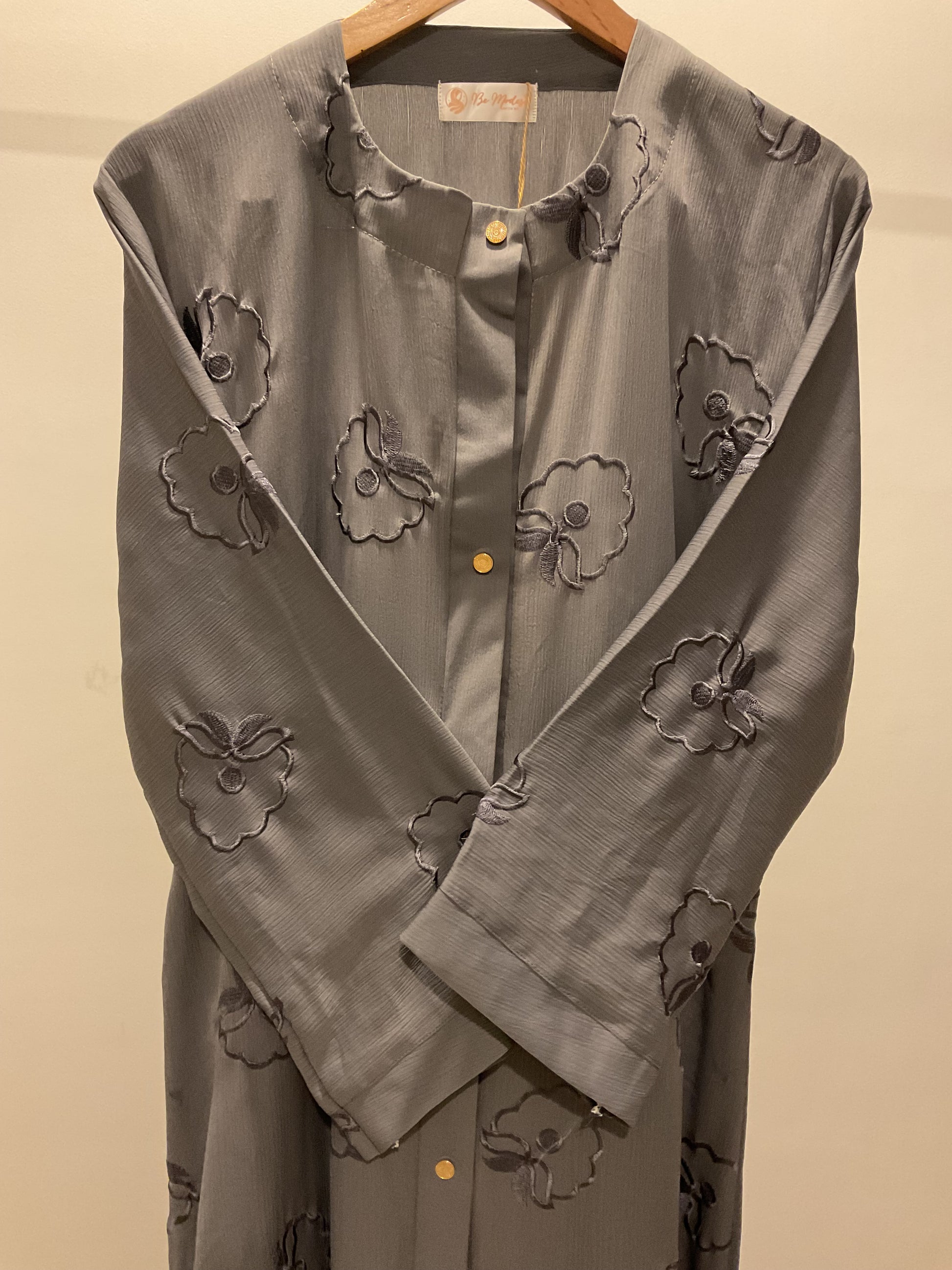 Grey Bloom Abaya