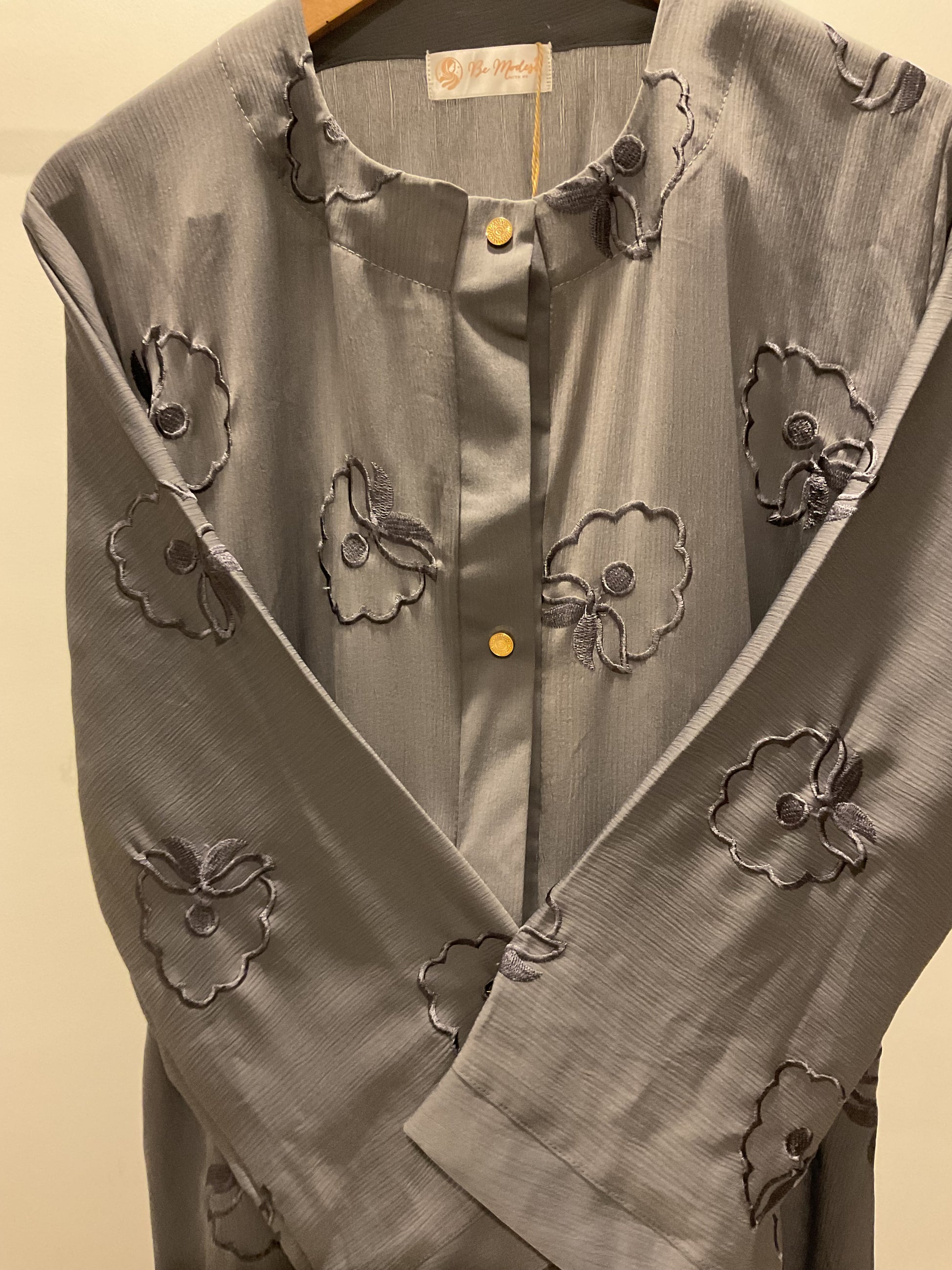 Grey Bloom Abaya