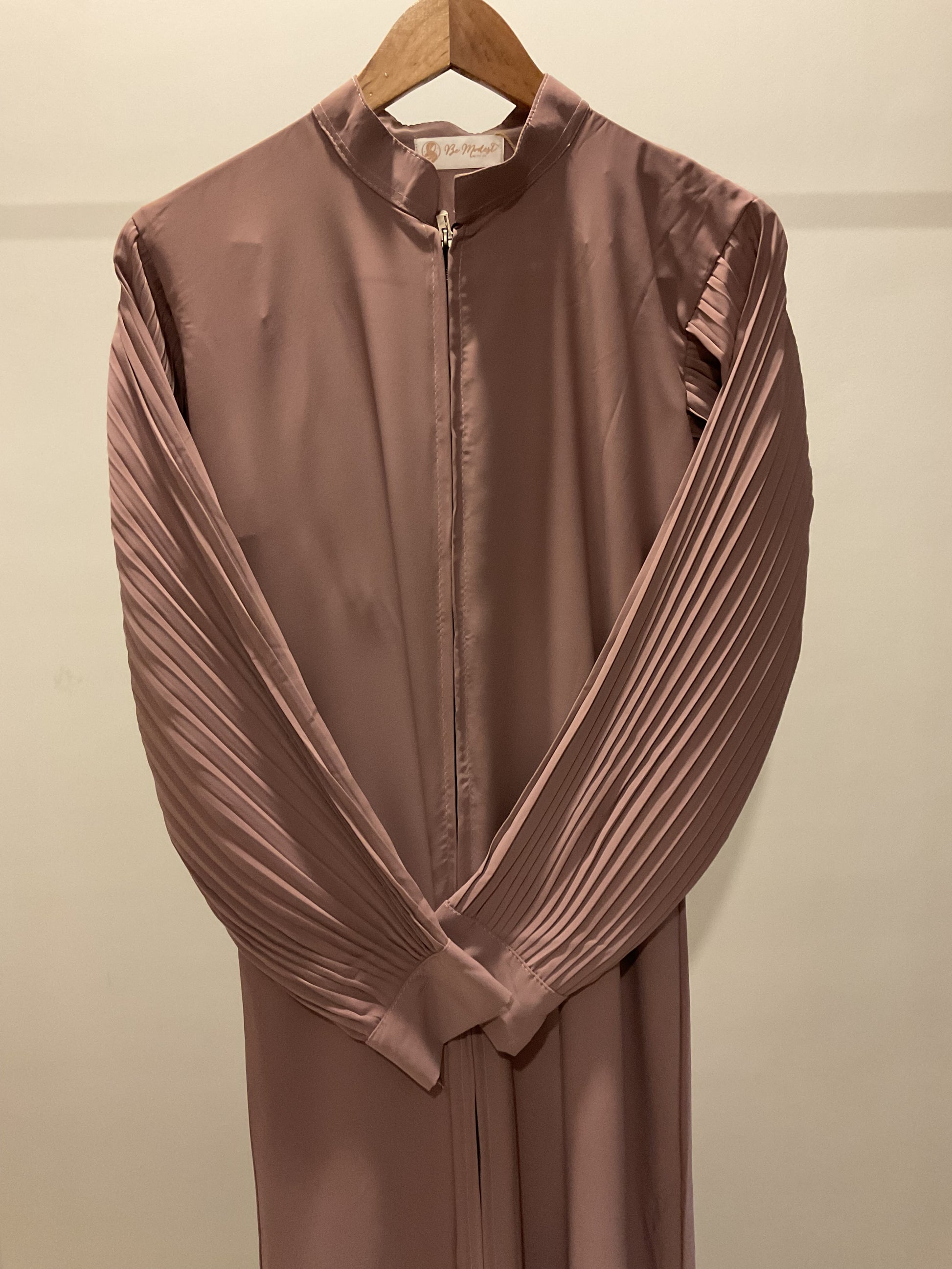 Pink Pleated Elegance Abaya