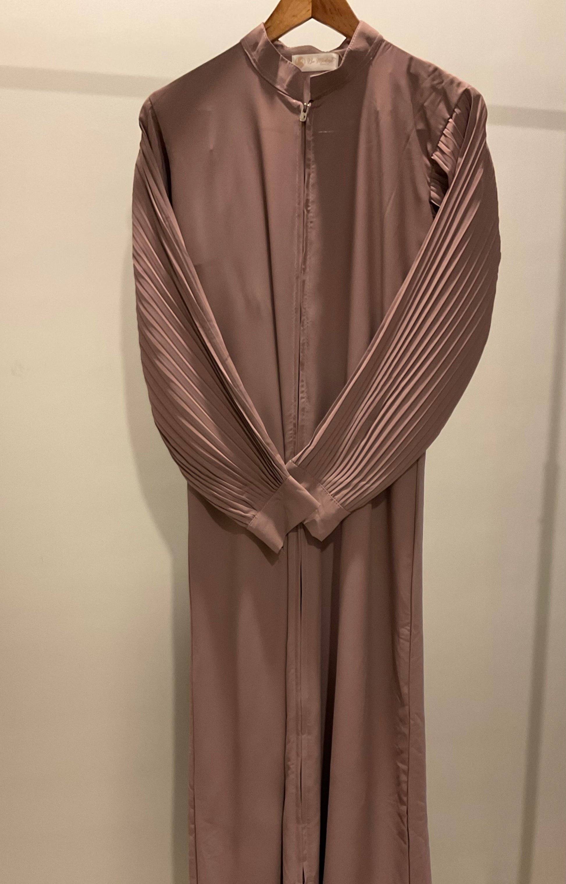Pink Pleated Elegance Abaya