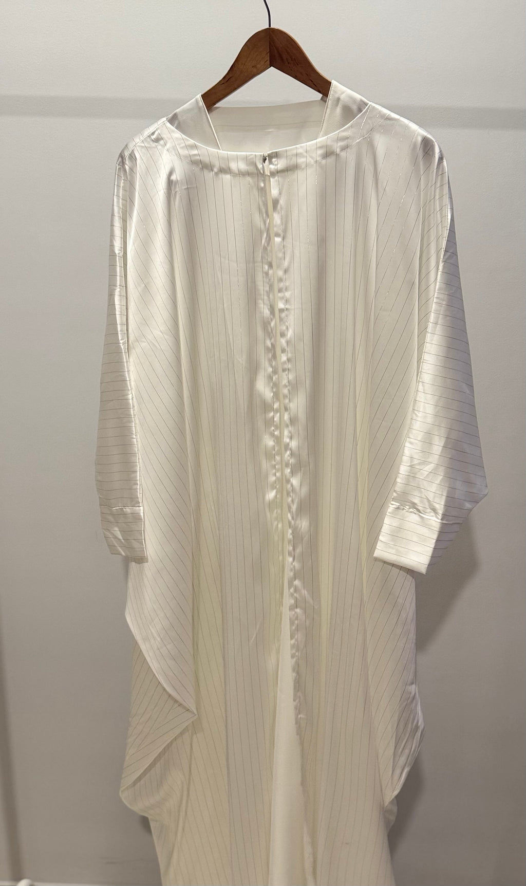 Ivory Striped Two-Piece Abaya Set