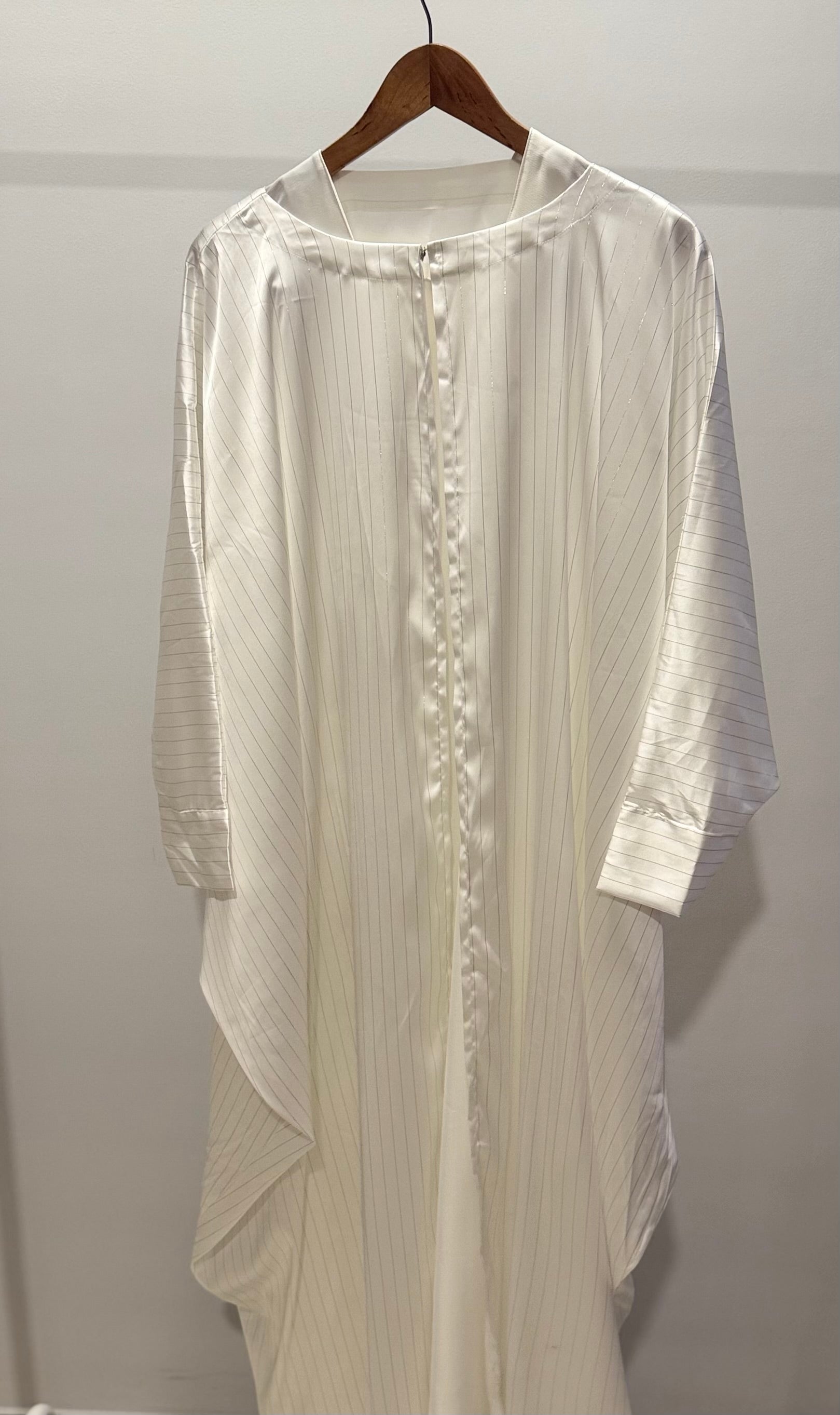 Ivory Striped Two-Piece Abaya Set